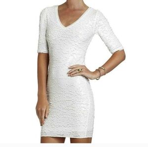 WHITE MAURA SEQUINED Midi Dress XS BCBGMAXAZRIA